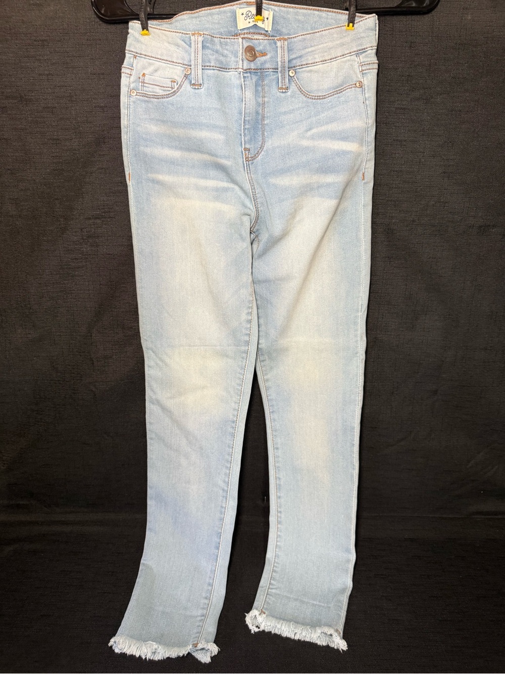 Light Blue Kids Frayed Hem Jeans — Casual Everyday Denim